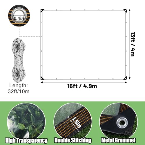 9.8 x 8.2 Ft Clear Waterproof Tarp, 5 mil Anti-tear Garden Rainproof Cover with Grommets E57716