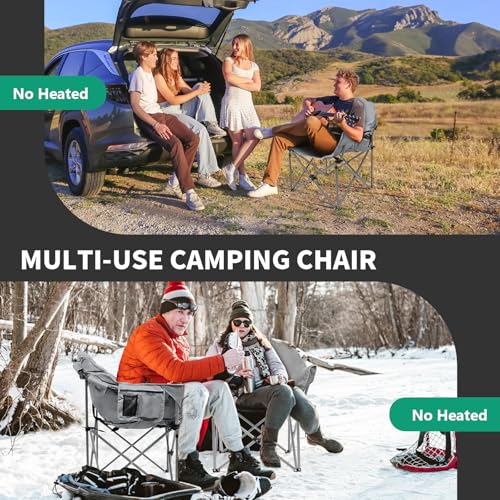 Heated Folding Camping Chair for Outdoor Sports, Portable for Adults, Supports 500 Lbs C42812