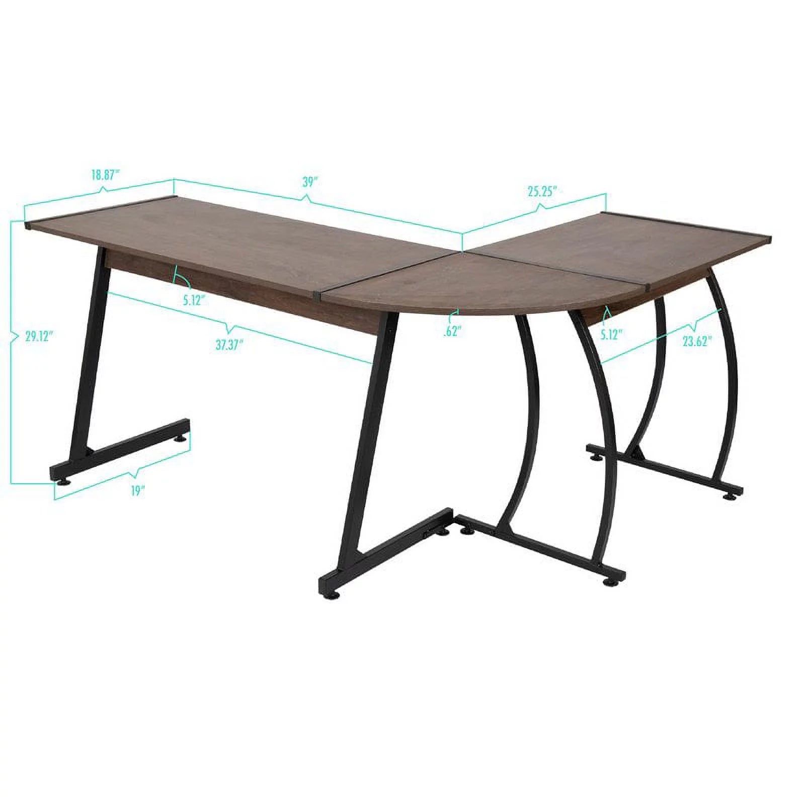 L-Shaped Corner Computer Desk with Wood Top in Aged Oak B9533