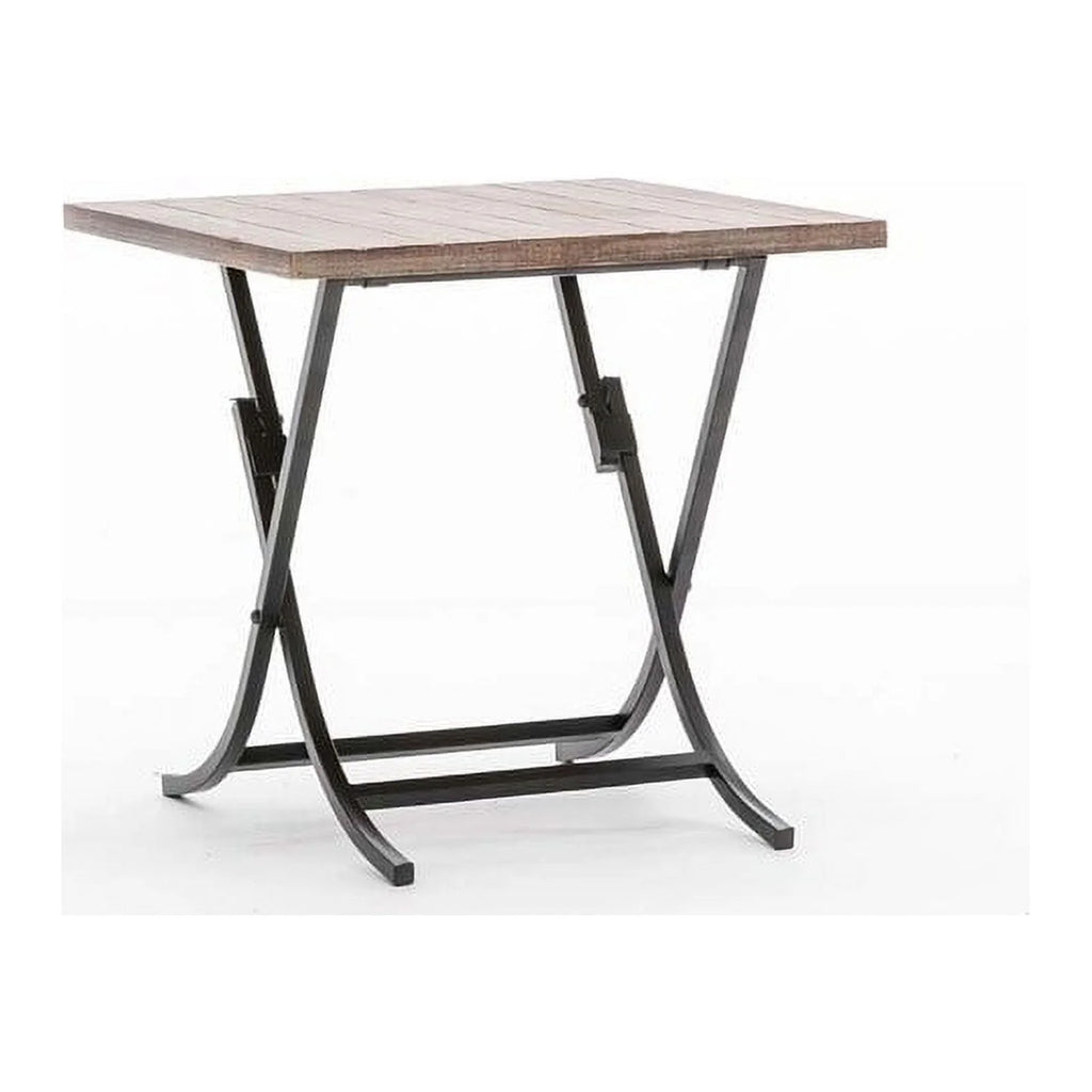 Folding Industrial Wood and Metal End Table Z420