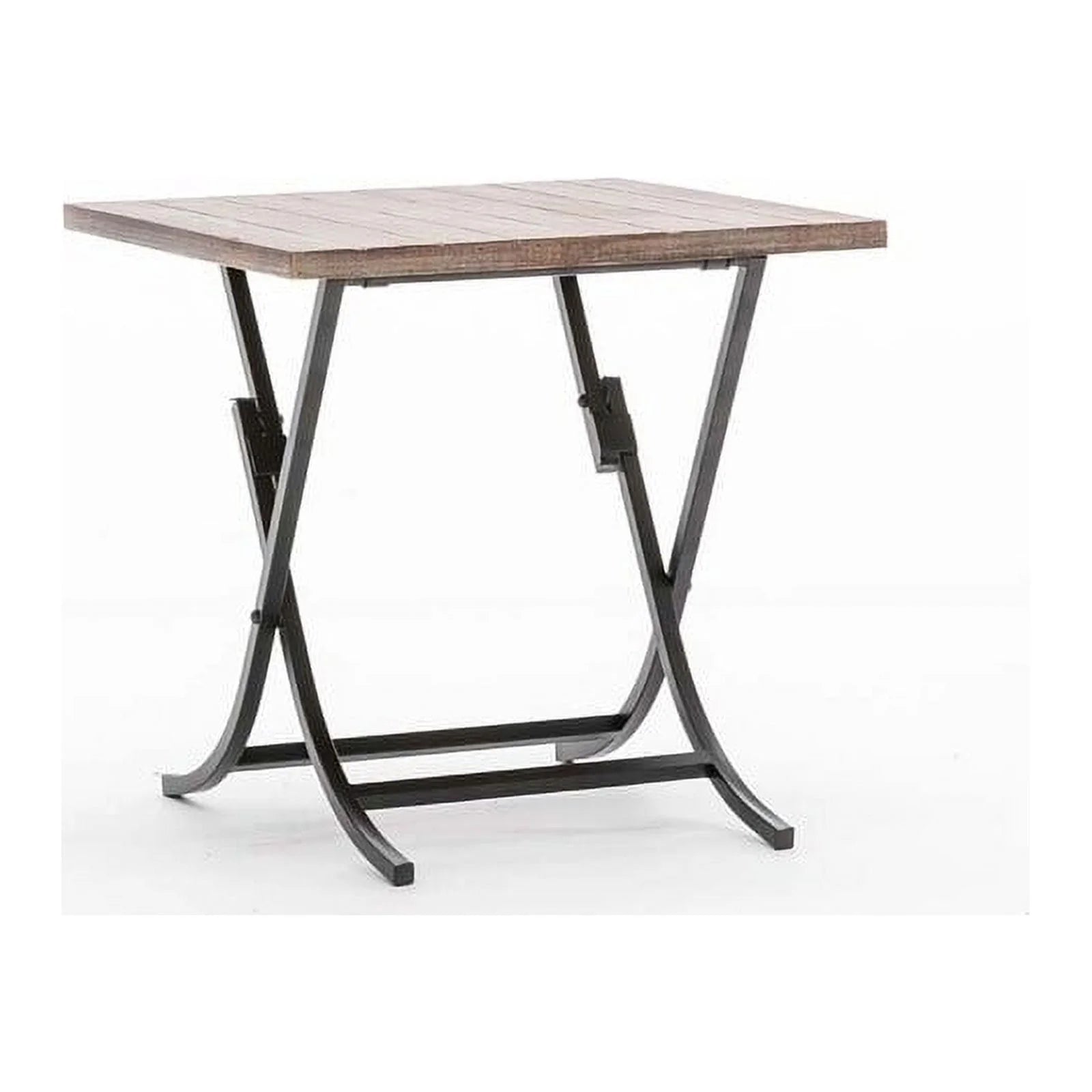 Folding Industrial Wood and Metal End Table Z420