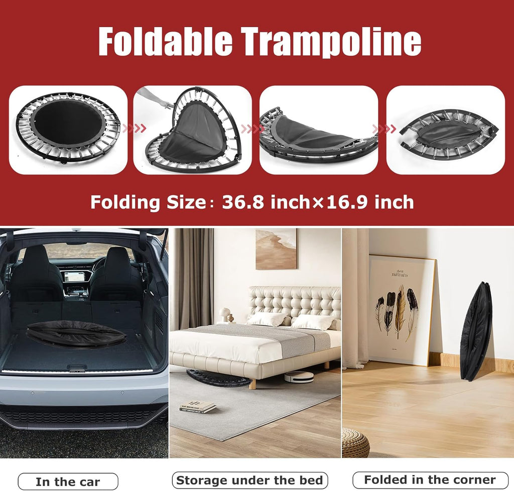 Foldable Mini Exercise Trampoline for Adults, 40/50 Inch Portable Fitness Trampoline T5436