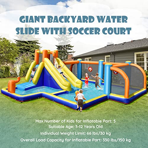 Inflatable Water Slide with Soccer Zone, Climbing Wall and Water Cannons R796092