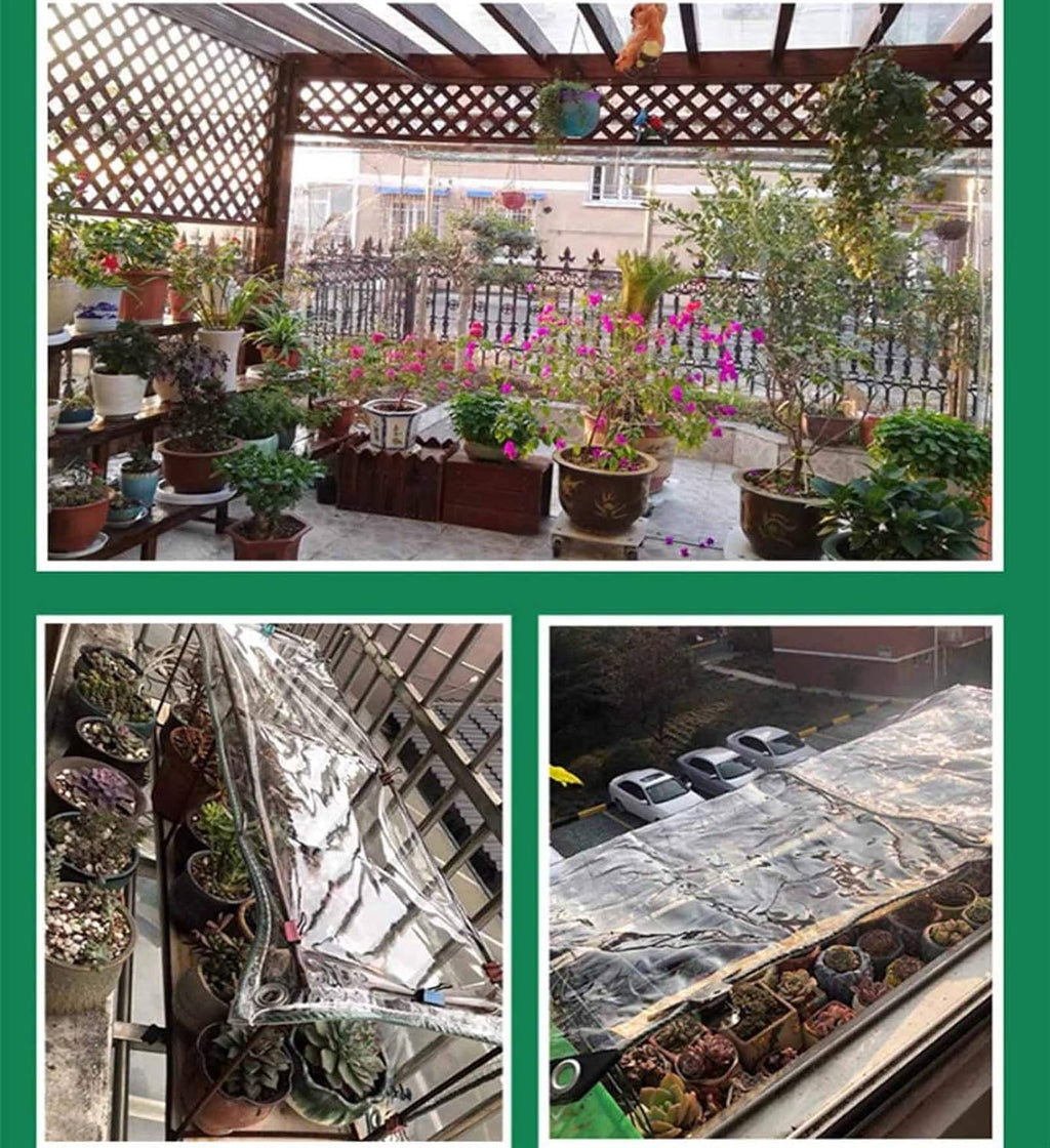 Heavy Duty Waterproof PVC Transparent Tarpaulin Cover for Patio Tent Enclosure, 1x3m Y690379