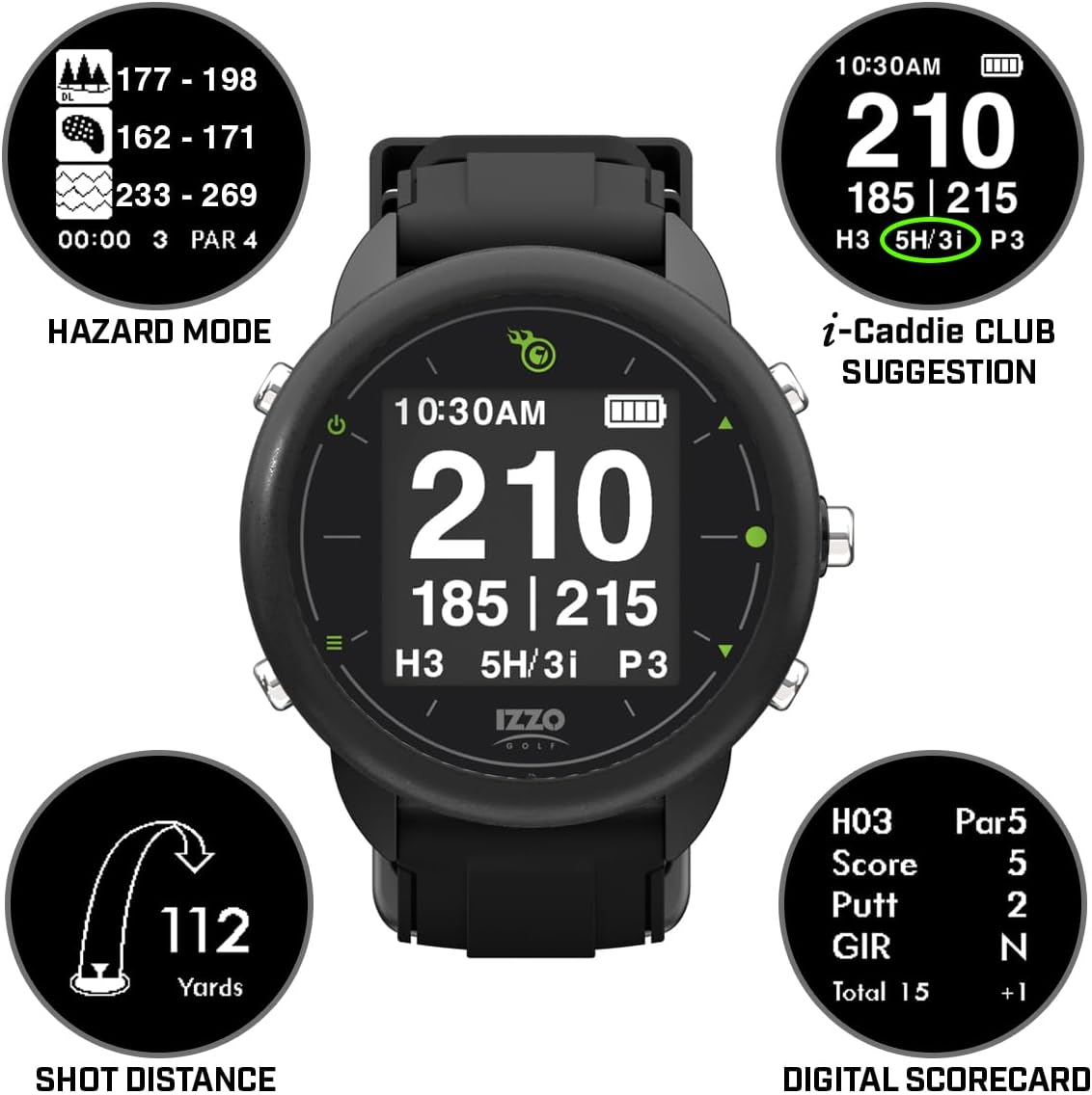 IZZO Golf Swami GPS Watch - Golf GPS Watch
