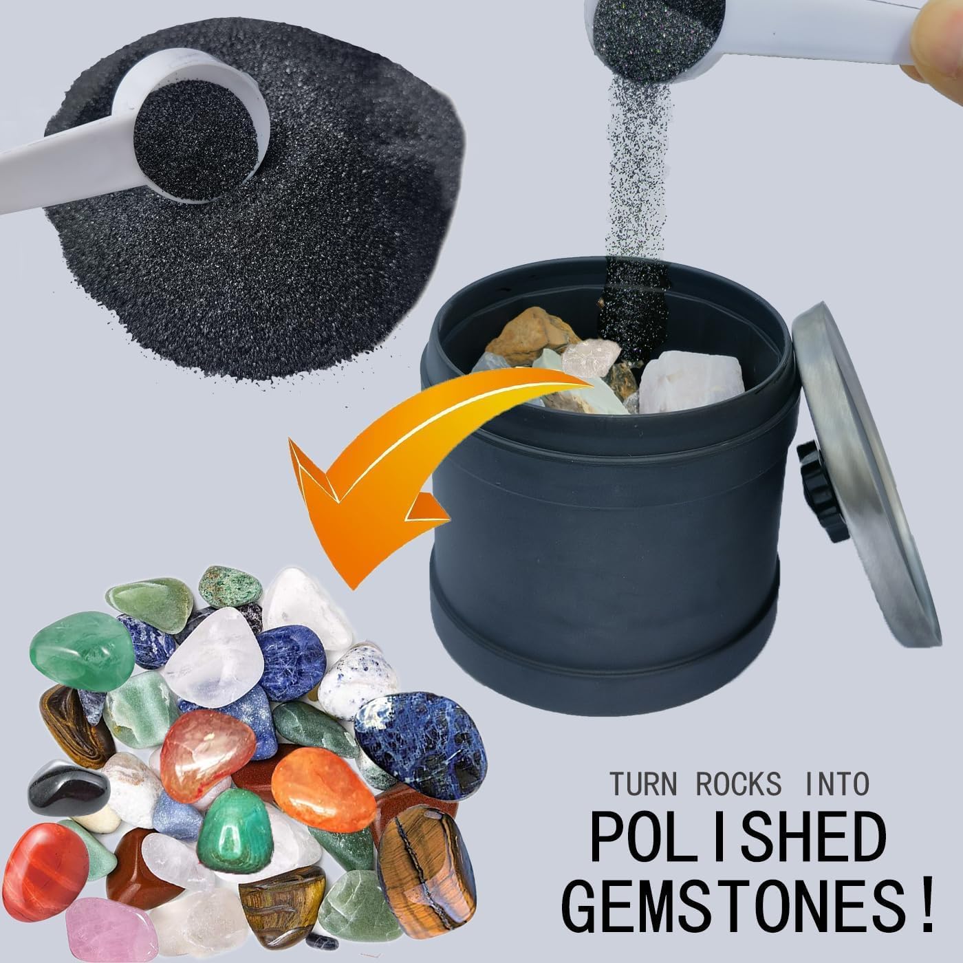 Rock Tumbler Grit Refill Kit with Polishing Media and Plastic Pellets I973