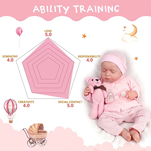Lifelike Reborn Baby Doll 18 Inch Soft Body Realistic Newborn Sleeping Girl with Clothes and Toy Accessories I8576