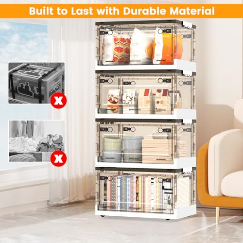 Foldable Storage Bins with Lids and Wheels M4456