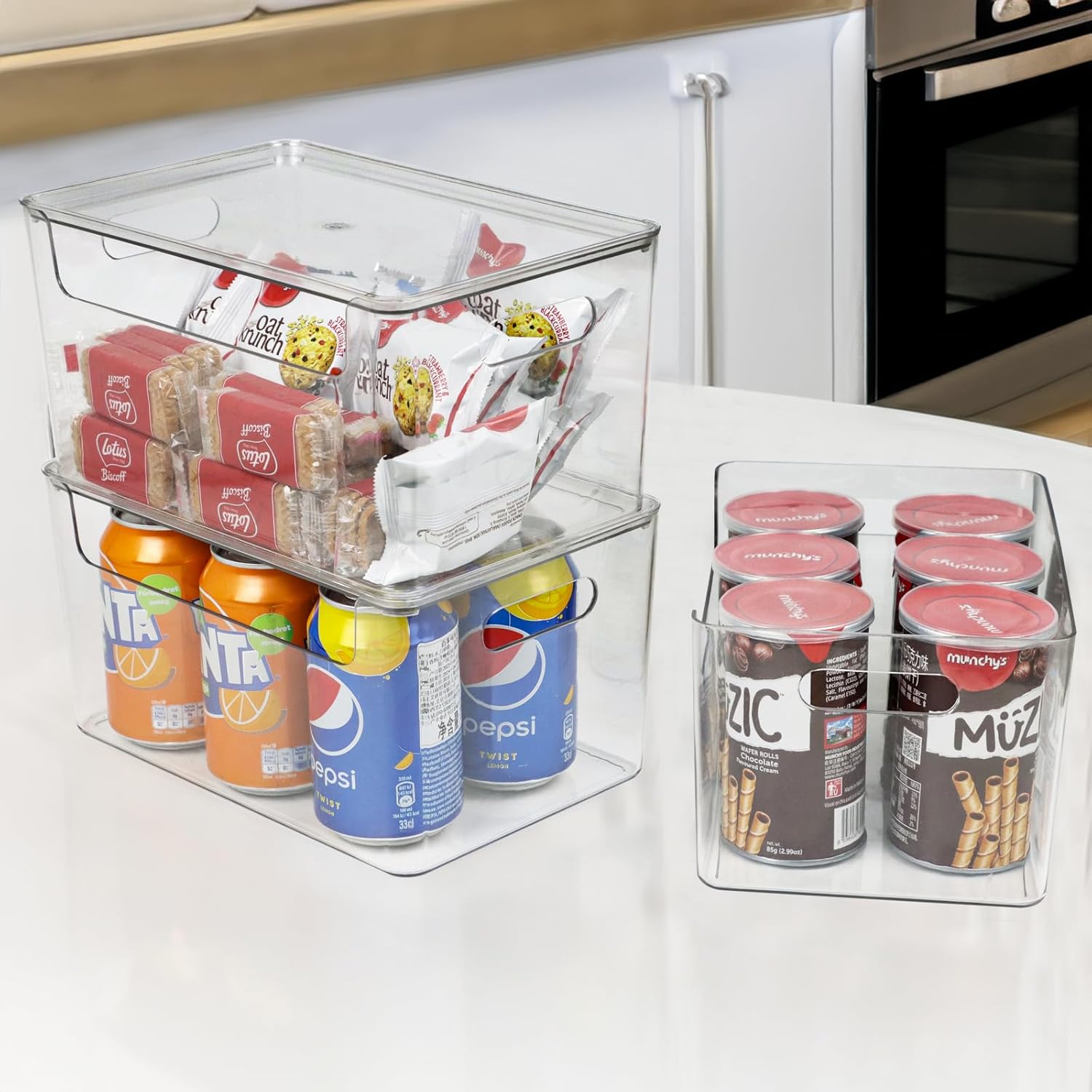 Clear Plastic Storage Bins with Lids, Stackable Organizer Boxes H707098