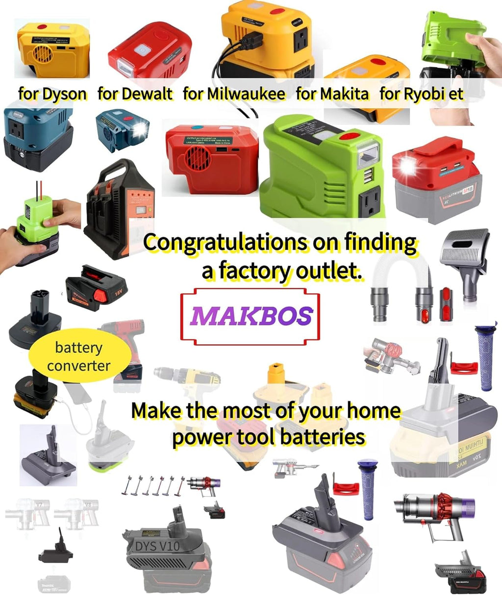 150W Portable Power Inverter Generator for 18V Battery with USB Charger and LED Light O7152