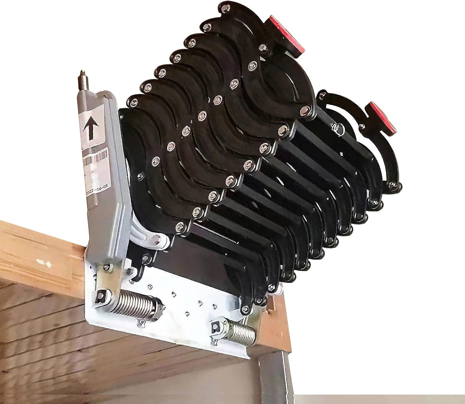 Folding Attic Ladder, Wall-Mounted Retractable Loft Stairs, 12 Steps, 9.8ft Max Height R160035