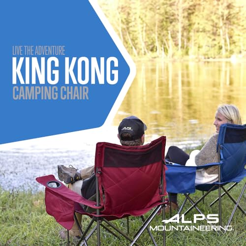 King Kong Camping Chair with Mesh Cup Holder and Pocket, Foldable Steel Frame C707598