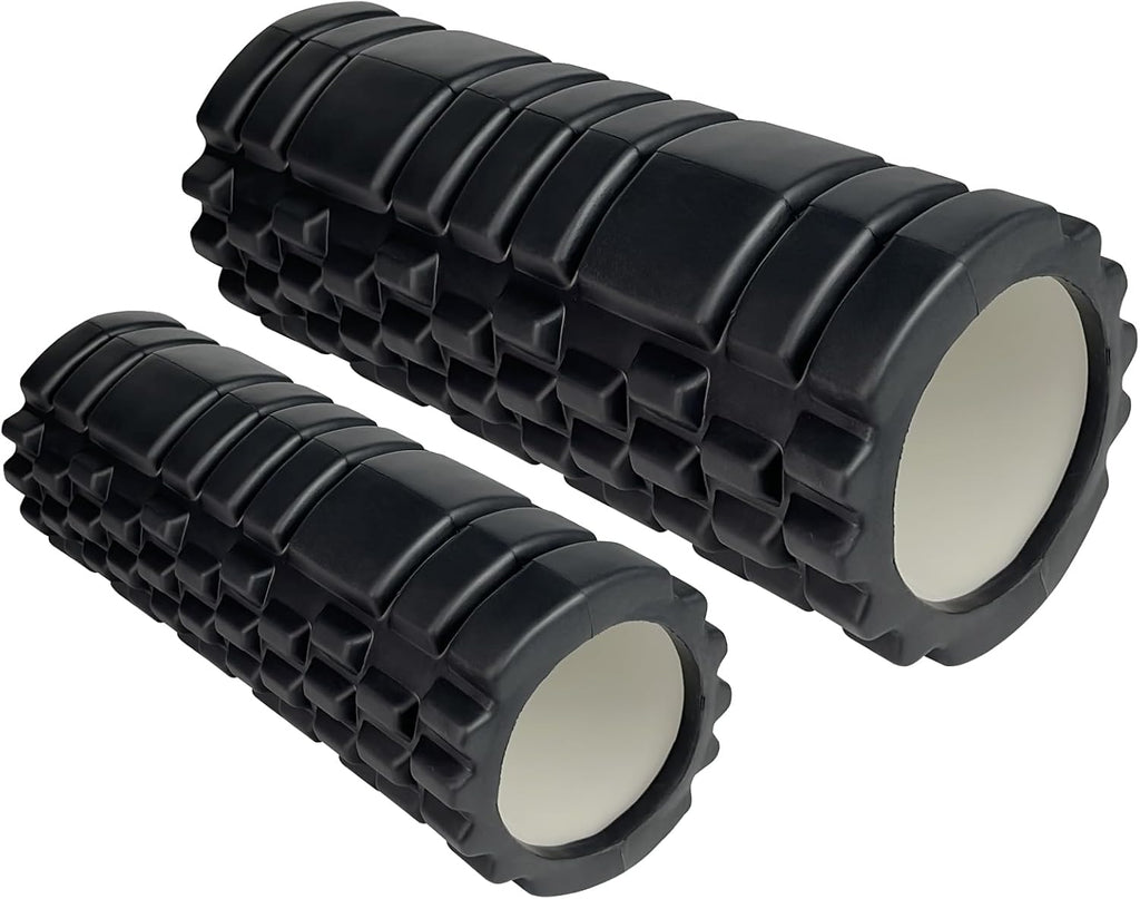 Foam Roller Set for Deep Tissue Muscle Massage, 2 High-Density Foam Roller (12" and 13"), Patented Trigger Point Exercise Muscle and Back Roller for Fitness and Yoga for Whole Body - Black