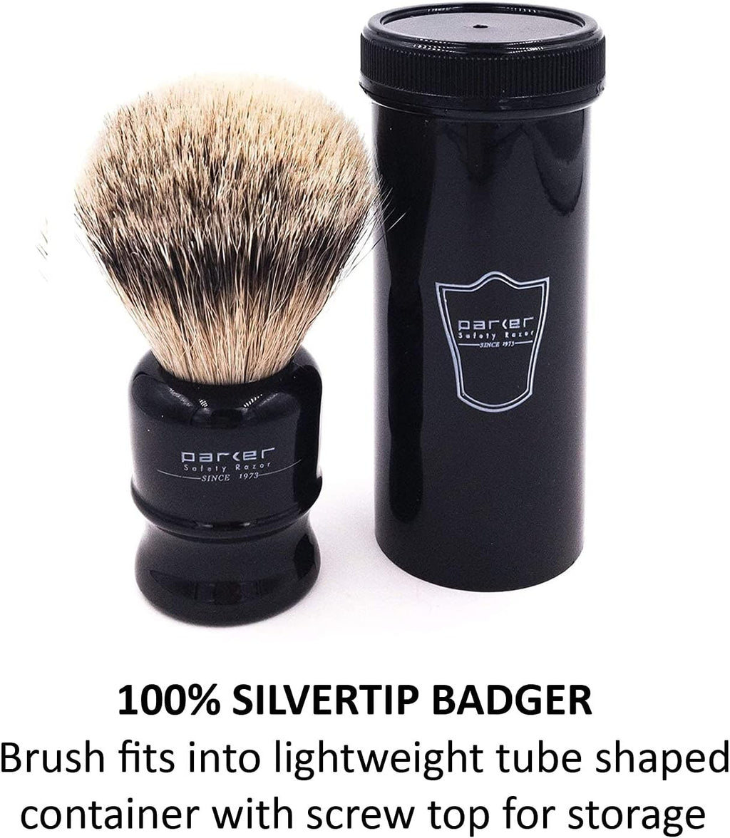 Travel Shave Brush with Case, Black D152737