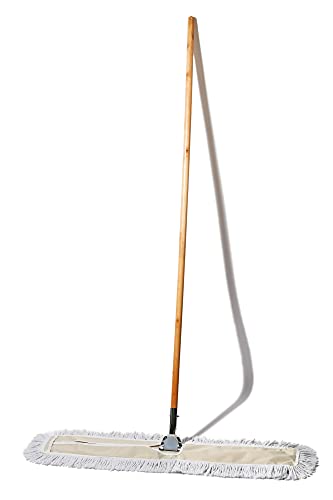 Commercial Dust Mop for Hardwood Floors, Cotton Reusable Head with Wooden Handle Z199