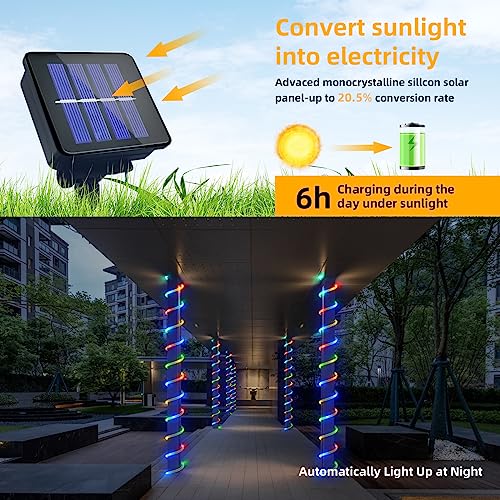 Solar Rope Lights Outdoor Waterproof 39FT 100LED Clear PVC Tube Fairy Lights J36737
