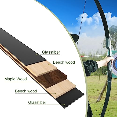 Takedown Recurve Bow 60" for Adults, Outdoor Practice & Hunting D58663