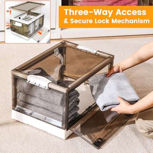 Foldable Storage Bins with Lids and Wheels M4456