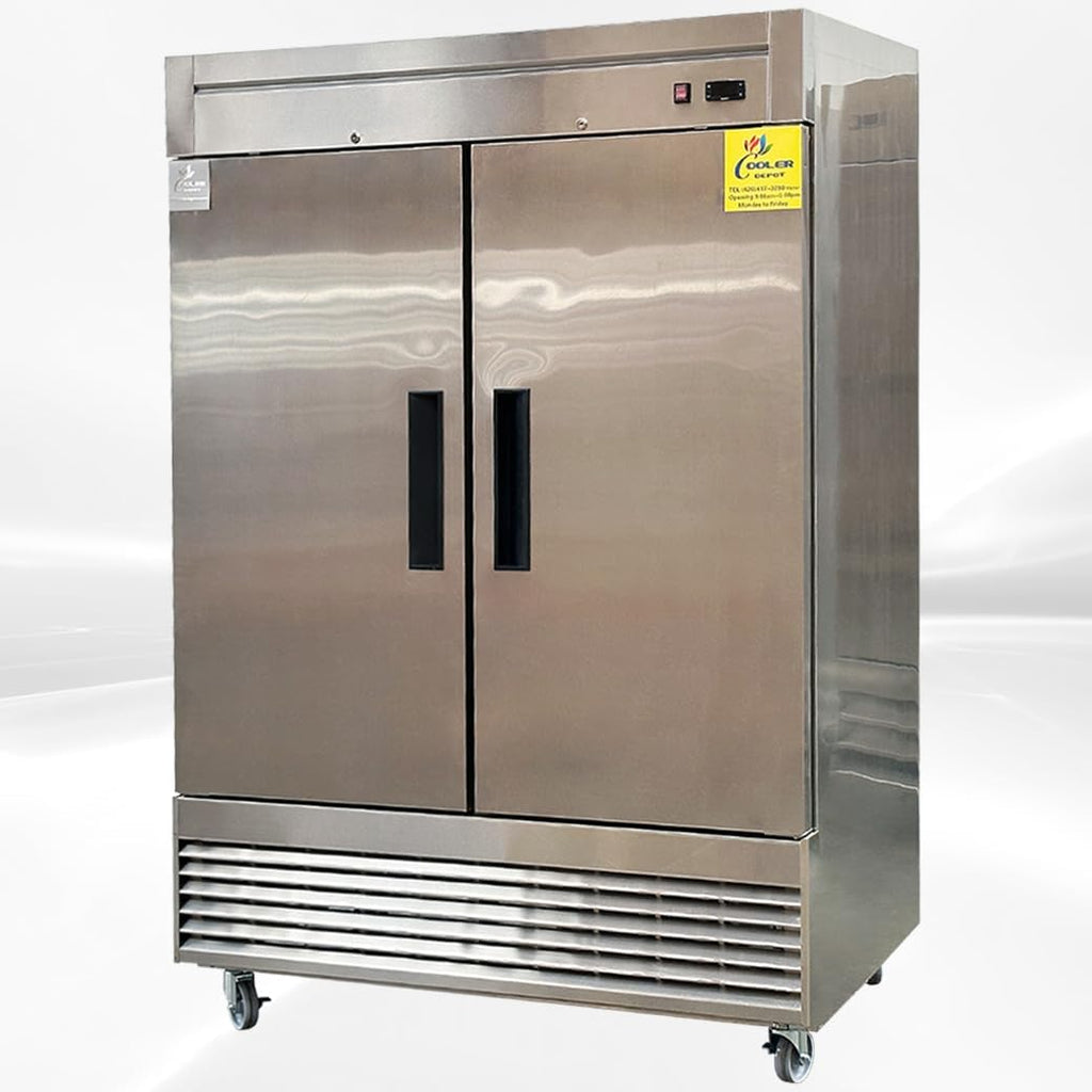 Commercial Freezer 2-Door Solid Upright Stainless Steel, 47 Cu Ft T572