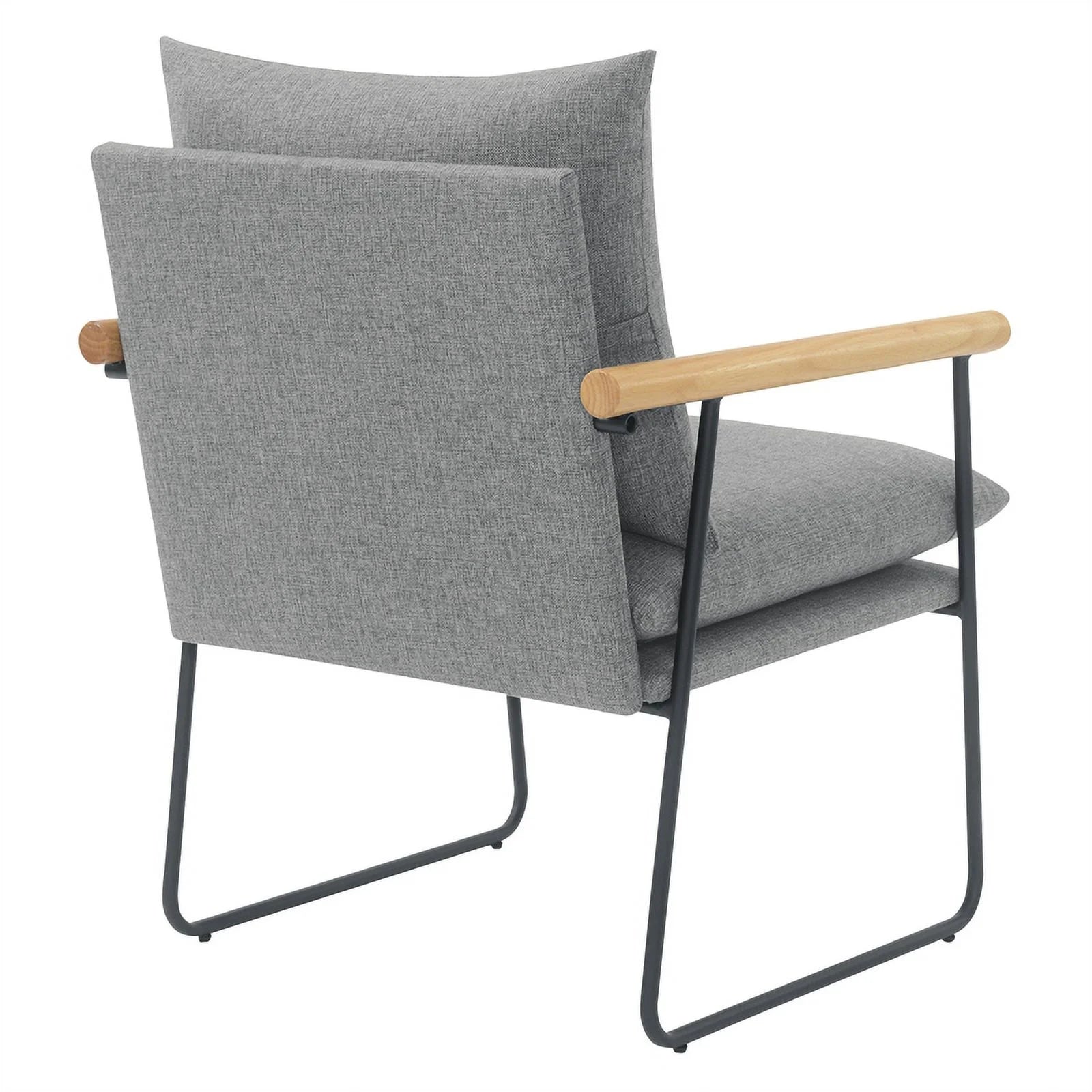 Armchair in Charcoal Fabric with Natural Arms and Black Sled Base D6437