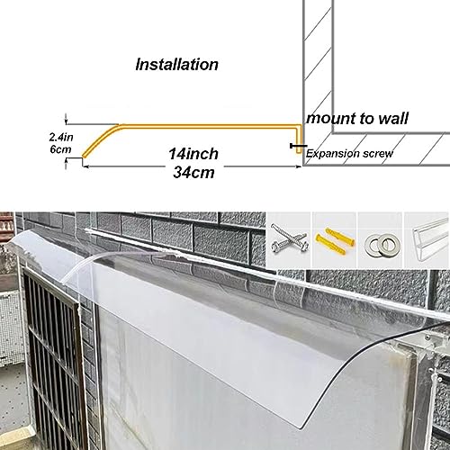 Clear Polycarbonate Window Awning for Porch Patio Rain Shelter B7531