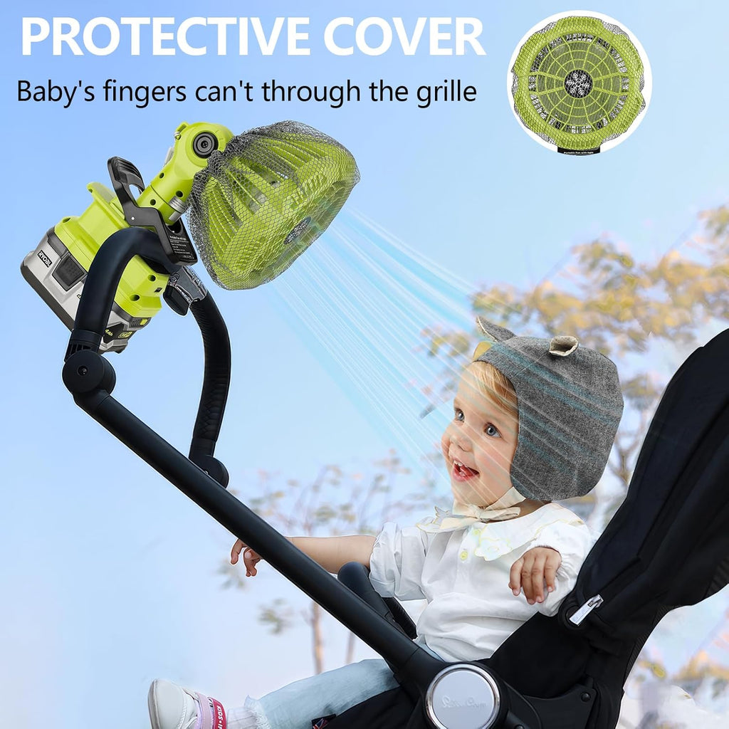 Portable Clip on Fan for 18V Battery, Quiet Personal Fan with USB Port for Camping Worksite J44789