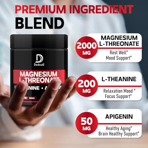 Magnesium L-Threonate Supplement with L-Theanine & Apigenin, 60 Capsules W8847
