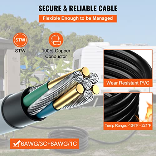 15 FT 50 Amp Generator Extension Cord NEMA 14-50P to SS2-50R & CS6364 G509