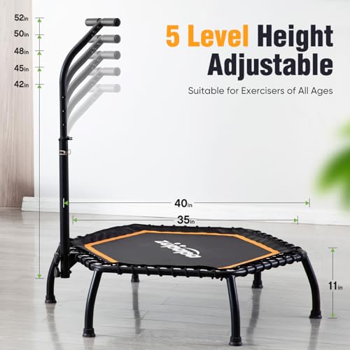 Silent Mini Fitness Trampoline for Adults, Indoor Cardio Rebounder, 330 lbs Max Limit N8055