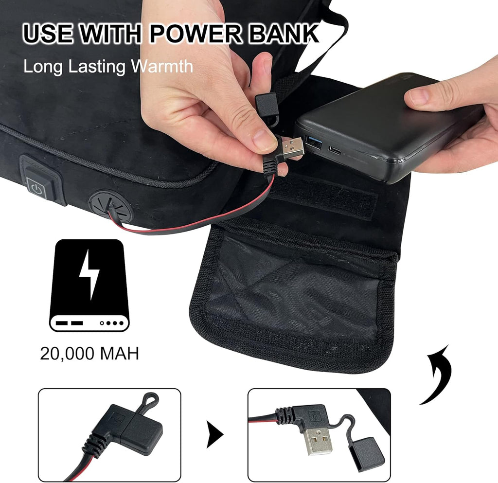 Heated Seat Cushion with 3 Settings, Memory Foam Pad for Camping, Office, Stadium E52152