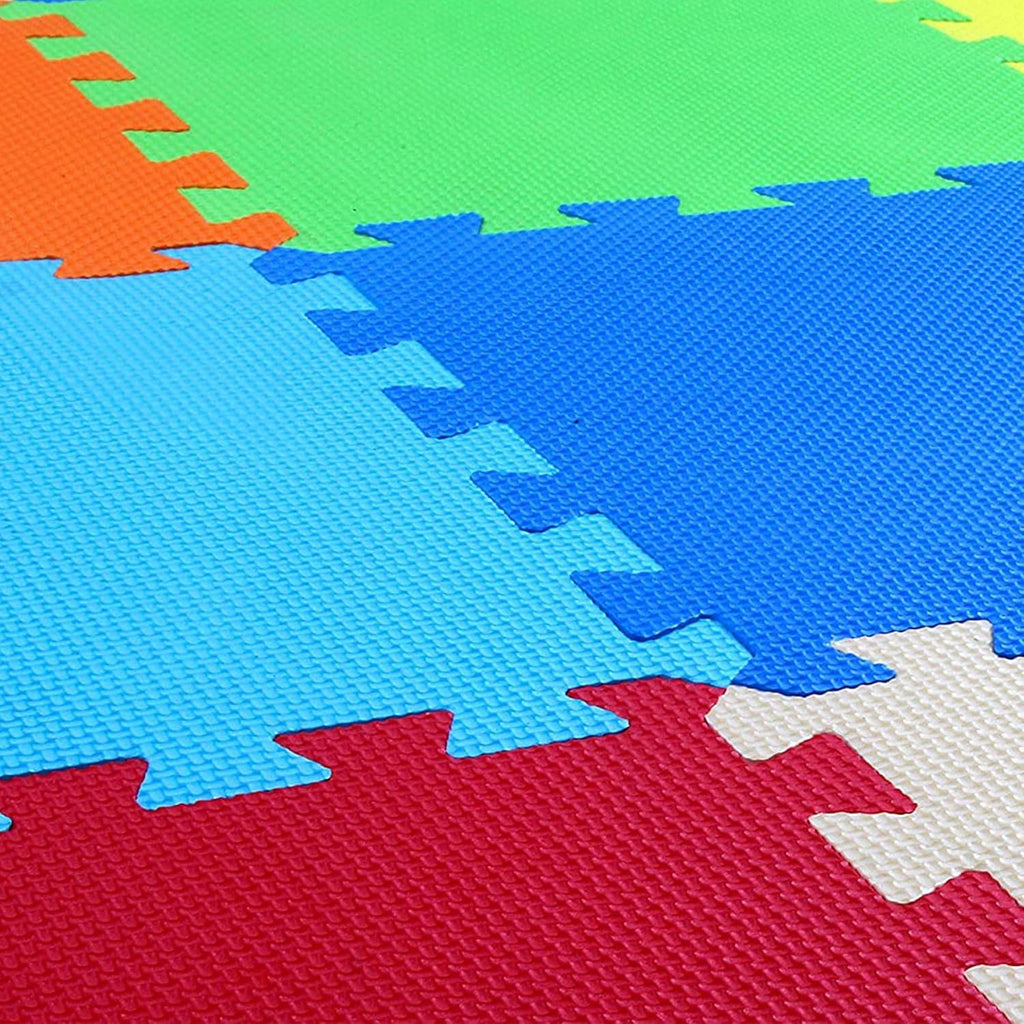 Non Slip Interlocking EVA Foam Floor Play Mat Set with Edges, 36 Sq Ft Y16518