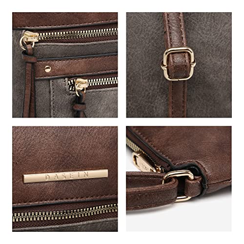 Vegan Leather Crossbody Purse with Multi Zipper Pockets B143