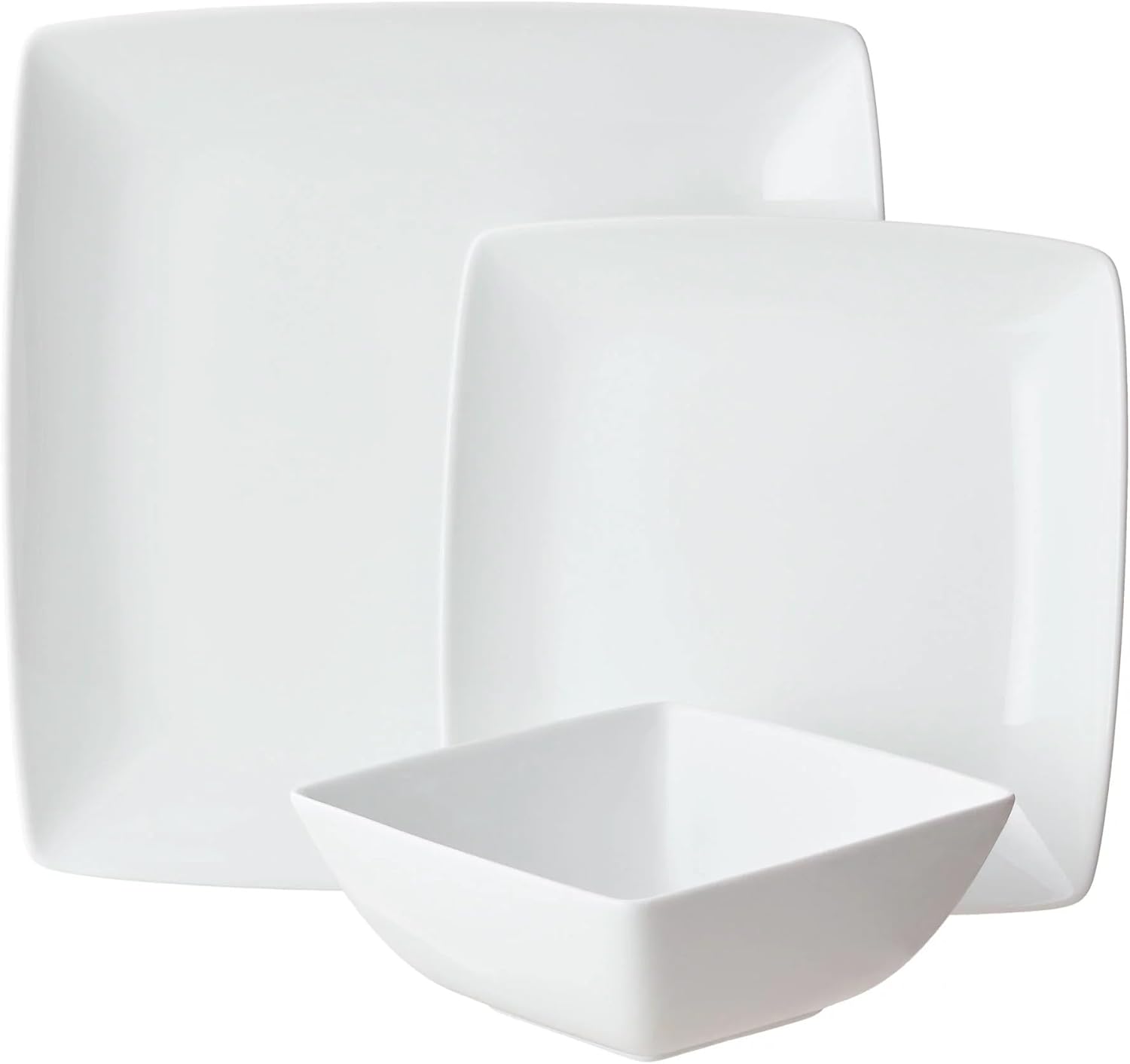White Square Porcelain 12-Piece Dinnerware Set