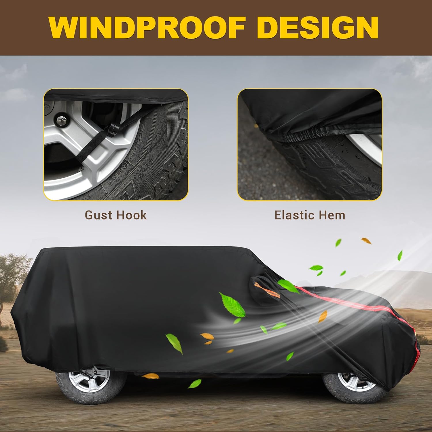 All-Weather Car Cover for 4 Door SUV with Windproof Straps Y549583