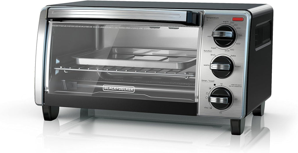 BLACK+DECKER TO1750SB 4-Slice Toaster Oven with Natural Convection, Stainless Steel