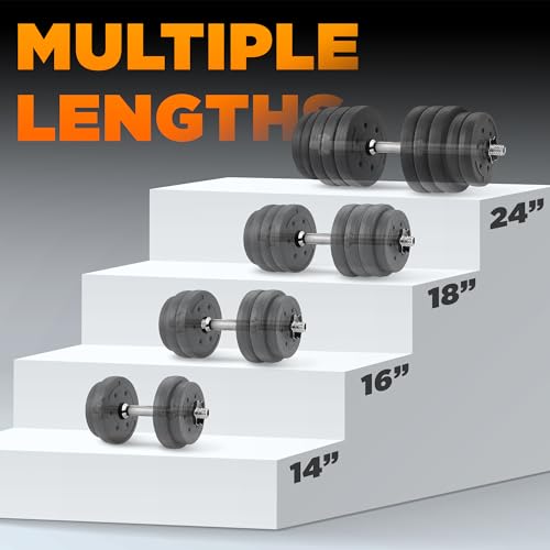 Threaded Dumbbell Handles with Rubber Grip, Fit 1" Plates Z53137