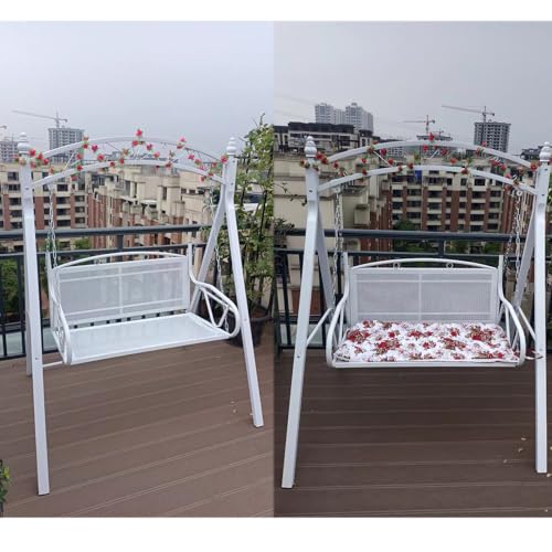 Metal Patio Porch Swing with A-Frame Stand and Adjustable Chains Q331