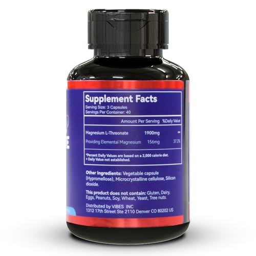 Magnesium L-Threonate Capsules, 1900mg, Non-GMO, Gluten Free, 120 Count Y683