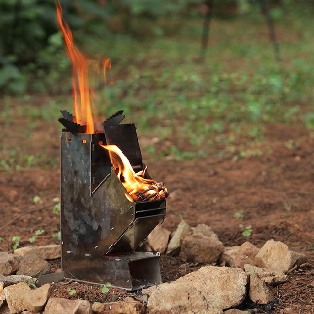 Camping Rocket Stove Outdoor Collapsible Wood Burning Portable Stainless Steel Z191549