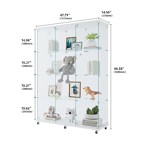 Glass Display Cabinet with 12 Shelves and Double Doors, Black A543