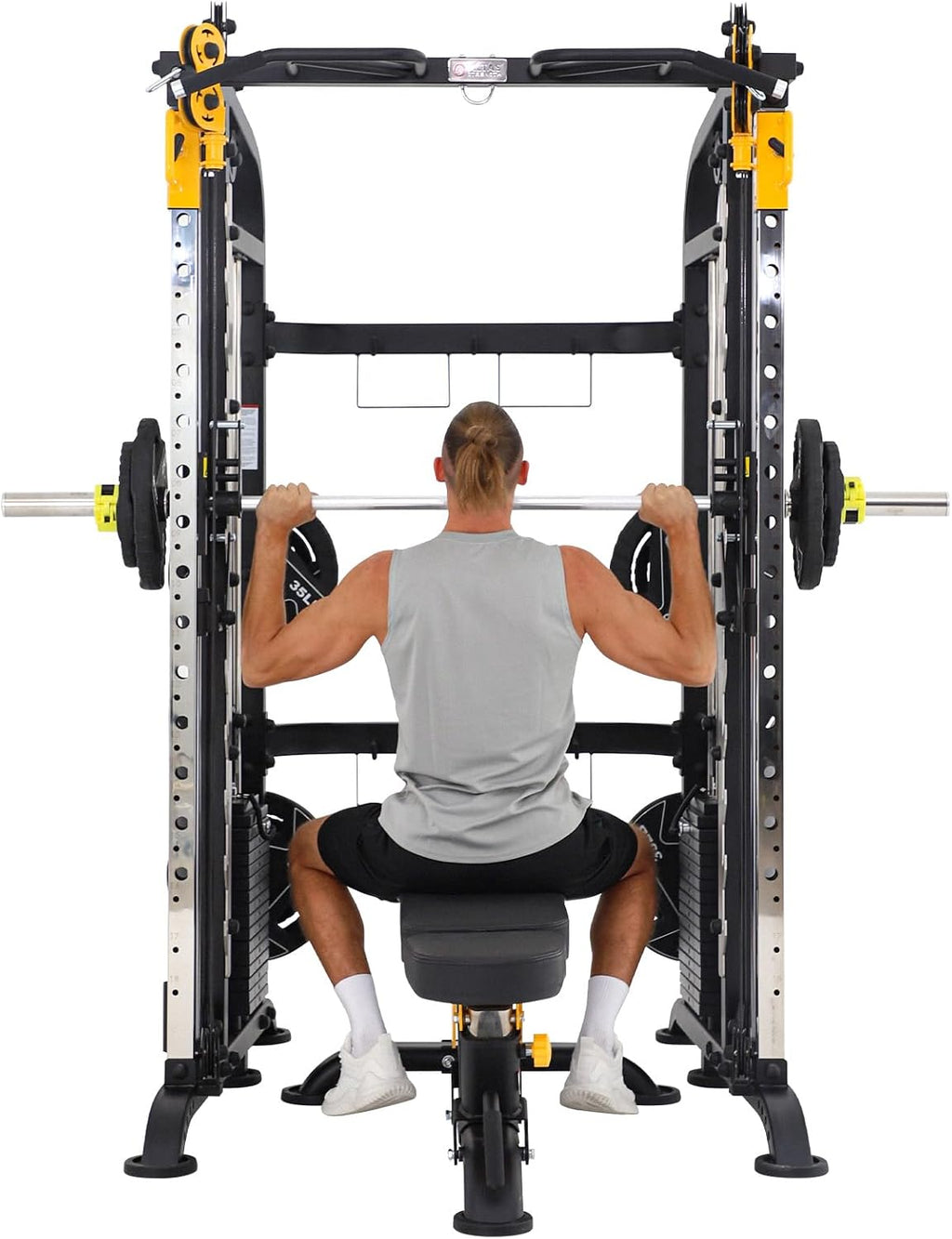 Smith Machine Home Gym Total Body Cage Workout Tower Squat Rack with Pulley K97578
