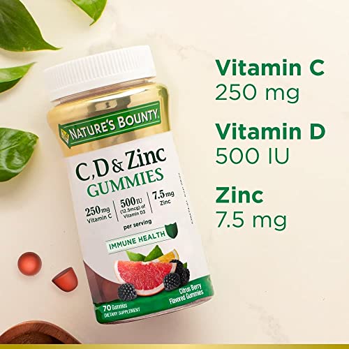 Immune Support Gummies with Vitamin C, D & Zinc, Citrus Berry, 70 Ct S627429