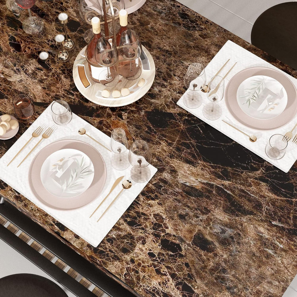 3-Piece Home Bar Dining Table Set, 47 Inch Bar Height Table and Chairs with Artificial Marble Top and Storage Shelf P5587