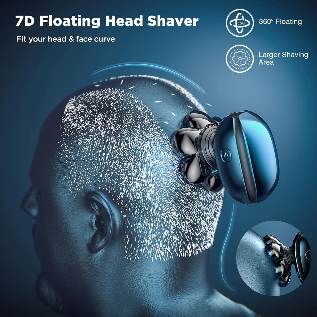 5-in-1 Electric Razor for Bald Men, Rotary Shaver Grooming Kit, IPX7 Waterproof W68093