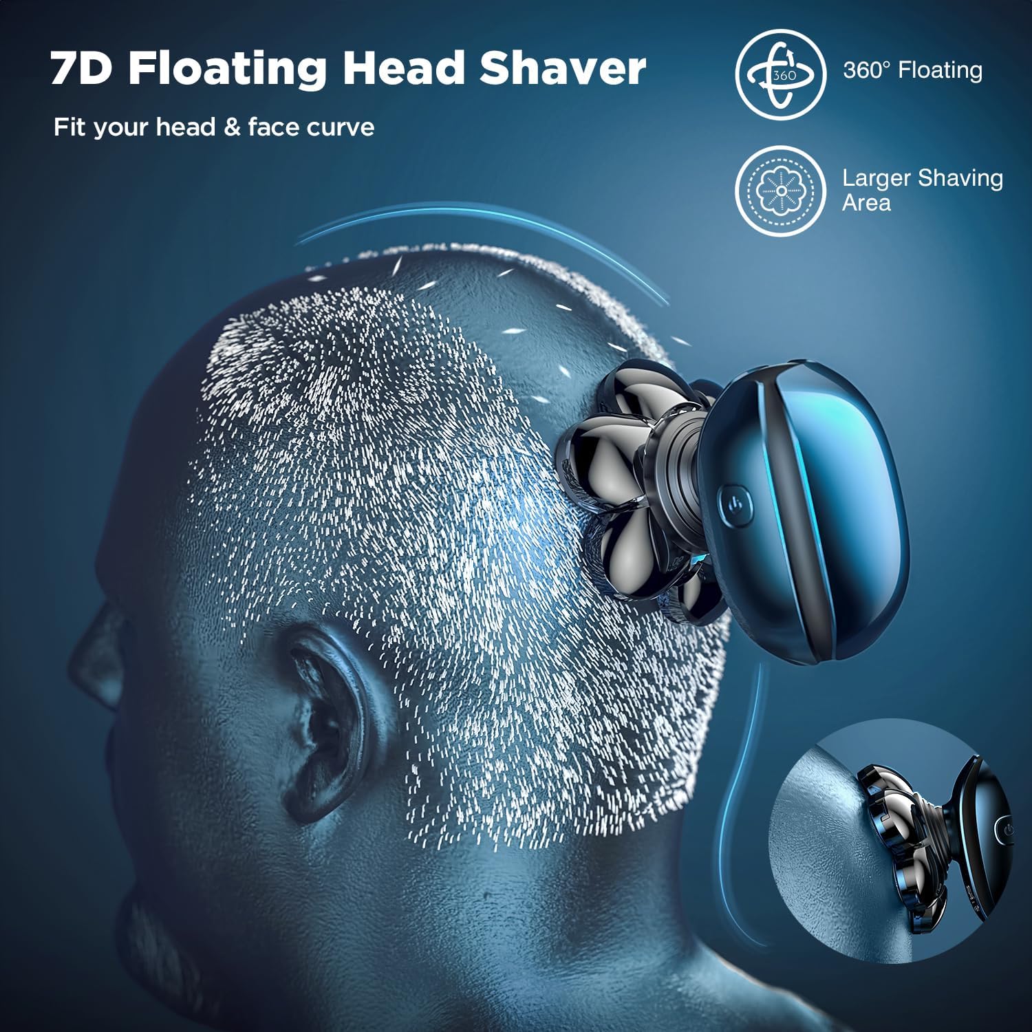 5-in-1 Electric Razor for Bald Men, Rotary Shaver Grooming Kit, IPX7 Waterproof W68093