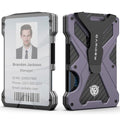 Minimalist Wallet for Men- Slim Aluminum Metal Money Clip Wallet with Clear ID Card Holder, Carbon Fiber Wallet, RFID Blocking,Holds up 15 Cards with Cash Clip,Ultra-Thin Tactical Wallet - Dark Grey