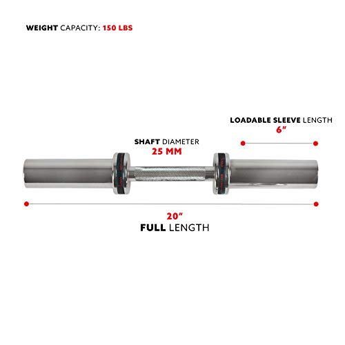 Olympic Barbell Bar with Locking Collars, 20" Heavy Duty Dumbbell Handle E257