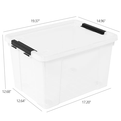 Clear Plastic Storage Bins with Wheels and Lids, 4-Pack I3938