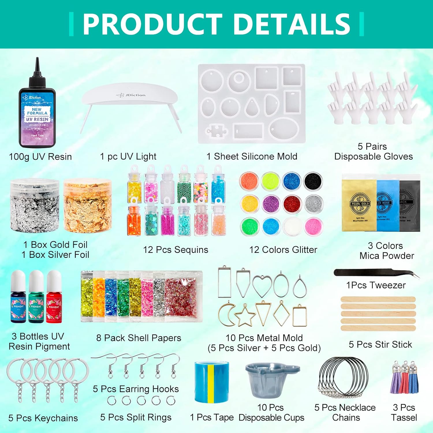UV Resin Kit with Light for Jewelry Making and DIY Crafts J278291