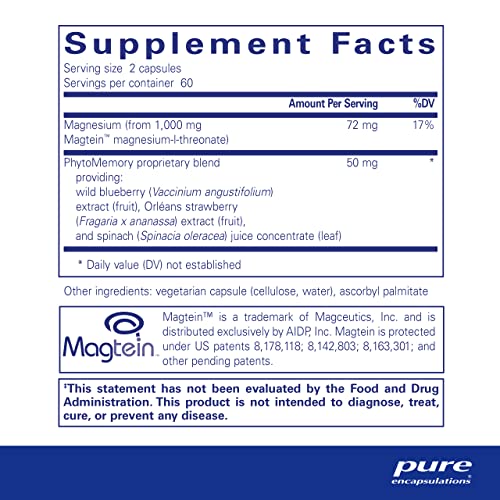 Magnesium-L-Threonate Supplement for Brain Health & Memory, 120 Capsules D5273